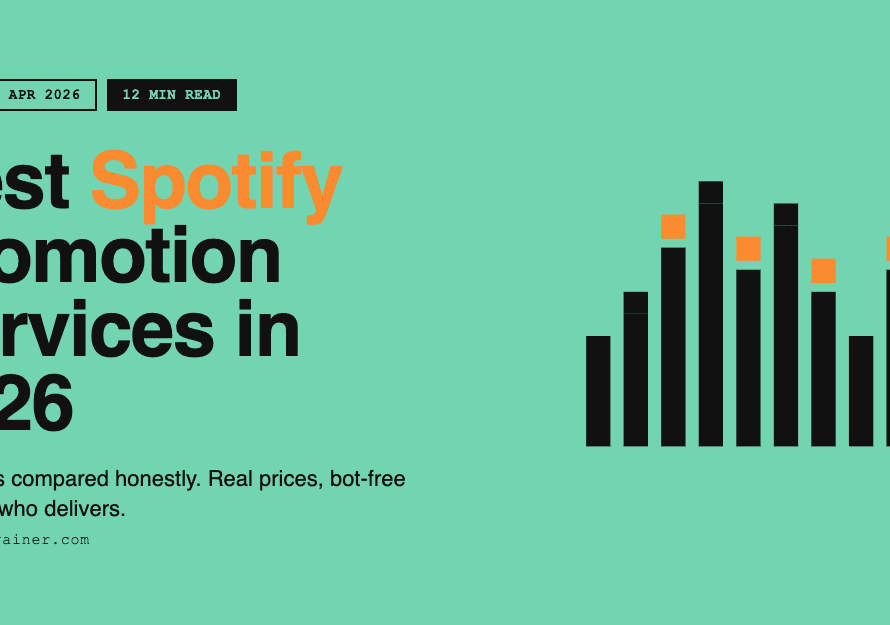 Best Spotify promotion services in 2026 — guide cover with pixel-art equalizer bars